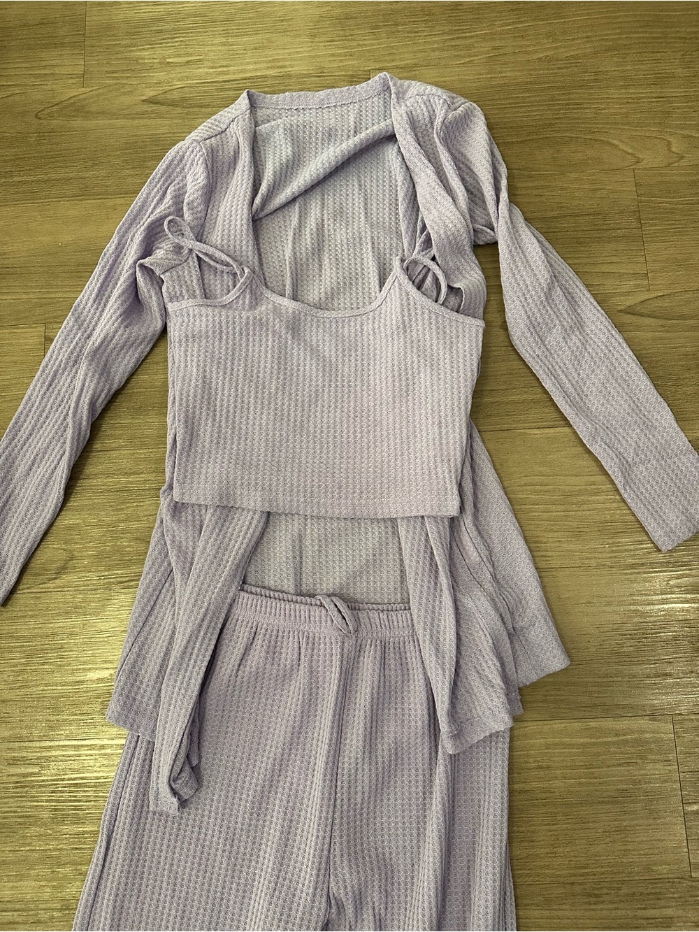 SHEIN Lavender Ribbed Straight-Leg Lounge Pants Set - Picture 2 of 2